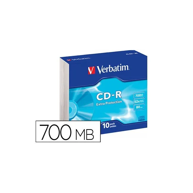 CD-ROM VERBATIM EXTRA PROTECCION CAPACIDAD 700MB VELOCIDAD 52X 80 M...
