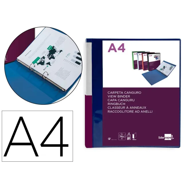 CARPETA LIDERPAPEL CANGURO 2 ANILLAS 25 MM MIXTAS POLIPROPILENO DIN...
