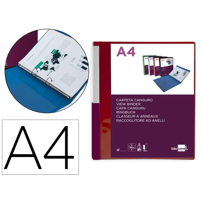 CARPETA LIDERPAPEL CANGURO 2 ANILLAS 25 MM MIXTAS POLIPROPILENO DIN...