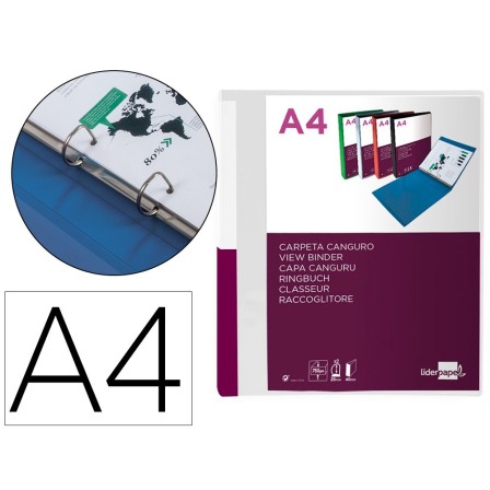 CARPETA LIDERPAPEL CANGURO 2 ANILLAS 25 MM MIXTAS POLIPROPILENO DIN...