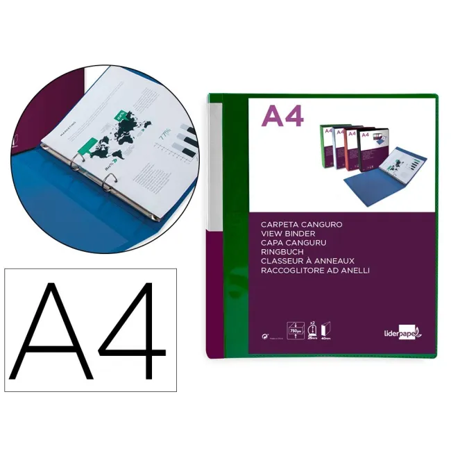 CARPETA LIDERPAPEL CANGURO 2 ANILLAS 25 MM MIXTAS POLIPROPILENO DIN...