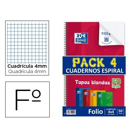 BLOC ESPIRAL OXFORD TAPA FLEXIBLE OPTIK PAPER FOLIO 50 HOJAS 90 GR ...