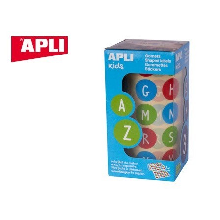 GOMETS APLI AUTOADHESIVO REDONDO ABECEDARIO 20 MM DIAMETRO MULTICOLOR