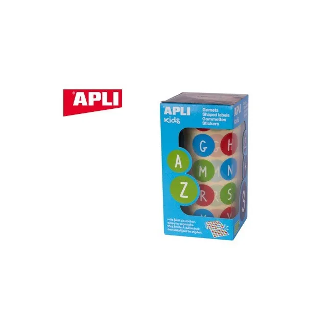 GOMETS APLI AUTOADHESIVO REDONDO ABECEDARIO 20 MM DIAMETRO MULTICOLOR
