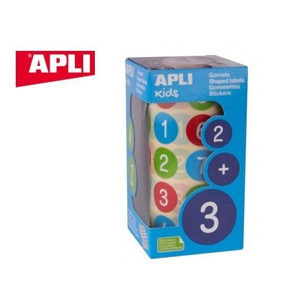 GOMETS APLI AUTOADHESIVO REDONDO NUMEROS 20 MM DIAMETRO MULTICOLOR