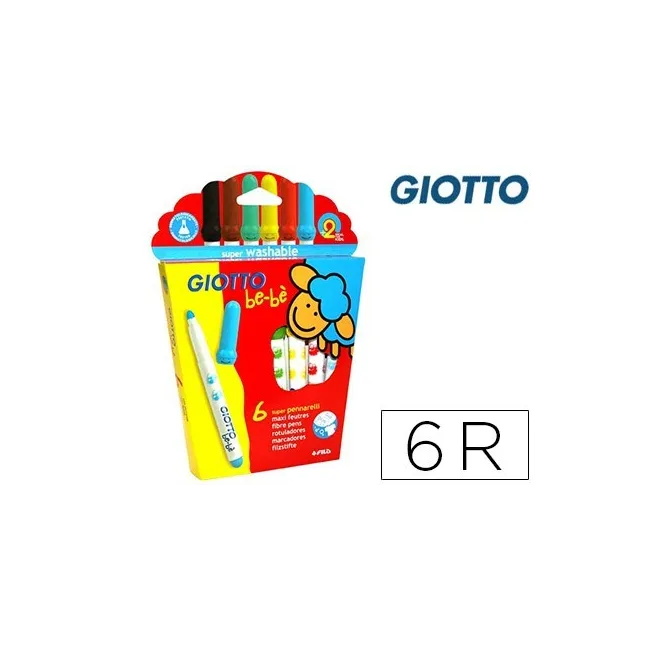 ROTULADOR GIOTTO SUPER BEBE CAJA DE 6 COLORES SURTIDOS