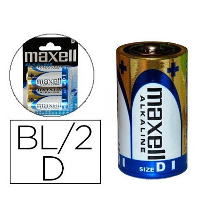 PILA MAXELL ALCALINA 1.5V TIPO D LR20 BLISTER DE 2 UNIDADES