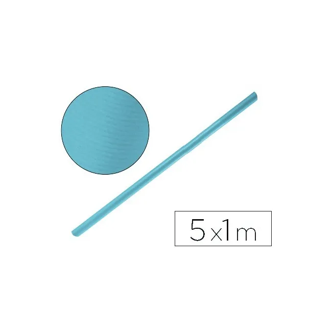 PAPEL KRAFT LIDERPAPEL AZUL TURQUESA ROLLO 5X1 MT