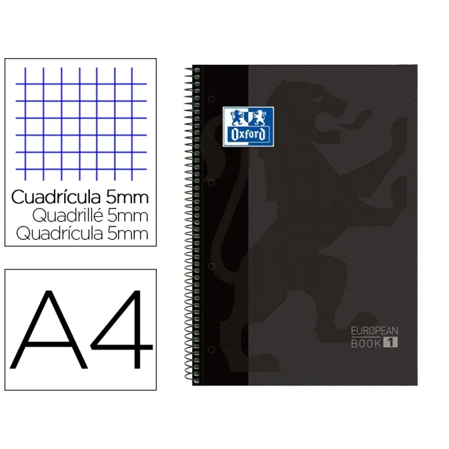 BLOC ESPIRAL OXFORD EUROPEAN BOOK TAPA EXTRADURA DIN A4 80 HOJAS CU...