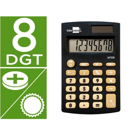 CALCULADORA LIDERPAPEL BOLSILLO XF05 8 DIGITOS SOLAR Y PILAS COLOR ...