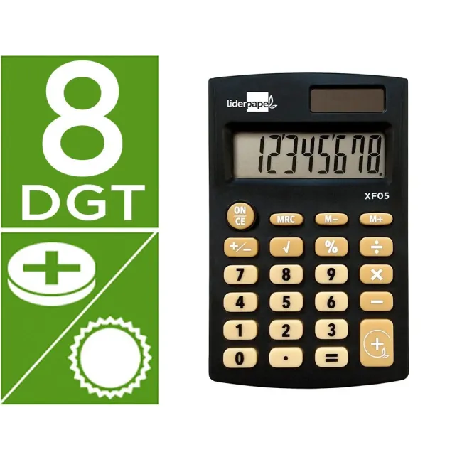 CALCULADORA LIDERPAPEL BOLSILLO XF05 8 DIGITOS SOLAR Y PILAS COLOR ...