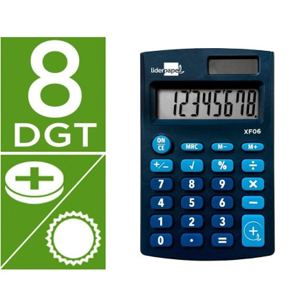 CALCULADORA LIDERPAPEL BOLSILLO XF06 8 DIGITOS SOLAR Y PILAS COLOR ...