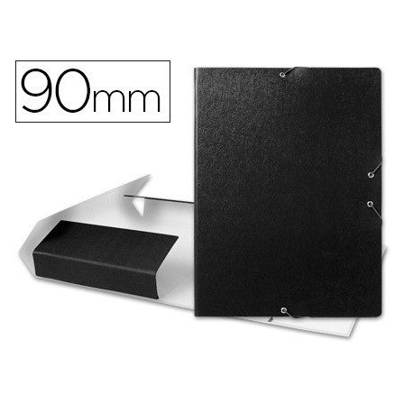 CARPETA PROYECTOS LIDERPAPEL FOLIO LOMO 90MM CARTON GOFRADO NEGRA