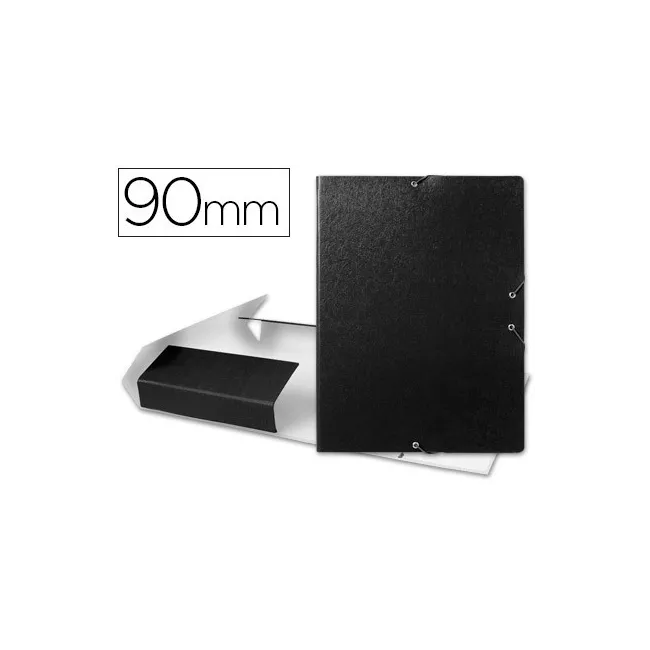 CARPETA PROYECTOS LIDERPAPEL FOLIO LOMO 90MM CARTON GOFRADO NEGRA