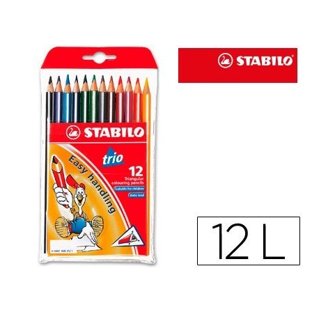 LAPICES DE COLORES STABILO TRIO CAJA DE 12 COLORES