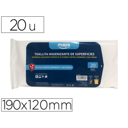 TOALLITA DESINFECTANTE PARA SUPERFICIES MEDIDAS 190 X 120 MM PACK 2...