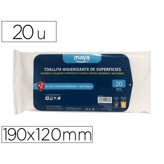 TOALLITA DESINFECTANTE PARA SUPERFICIES MEDIDAS 190 X 120 MM PACK 2...