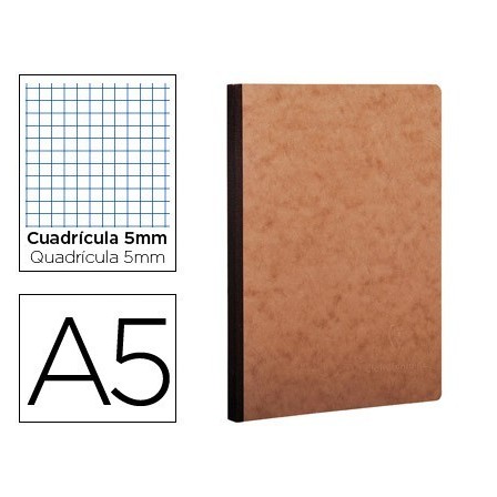 LIBRETA AGE-BAG TAPA CARTULINA LOMO COSIDO CUADRO 5 MM 96 HOJAS COL...