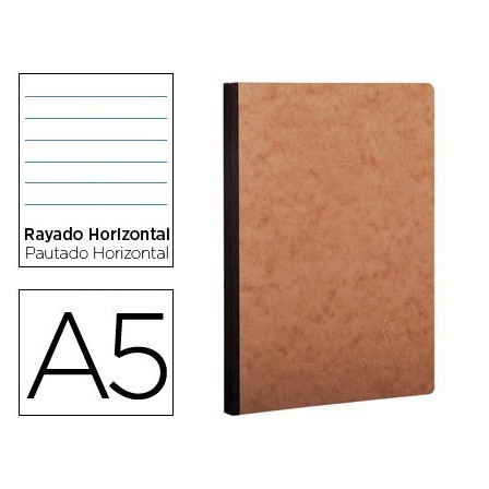 LIBRETA CLAIREFONTAINE AGE-BAG TAPA CARTULINA LOMO COSIDO RAYADO HO...