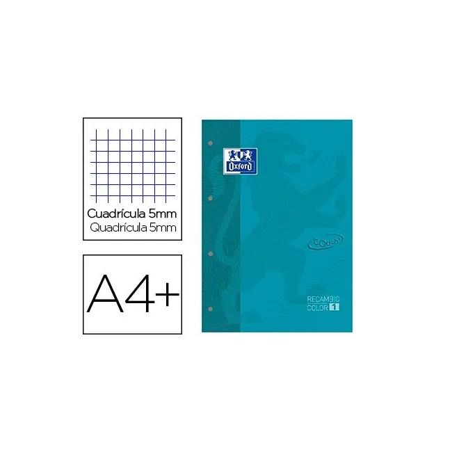 RECAMBIO COLOR 1 OXFORD DIN A4+ 80 HOJAS 90 GR CUADRICULA 5 MM TAPA...