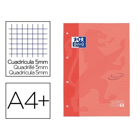 RECAMBIO COLOR 1 OXFORD DIN A4+ 80 HOJAS 90 GR CUADRICULA 5 MM TAPA...