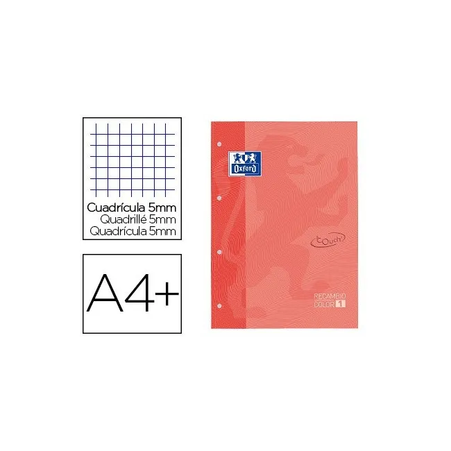 RECAMBIO COLOR 1 OXFORD DIN A4+ 80 HOJAS 90 GR CUADRICULA 5 MM TAPA...
