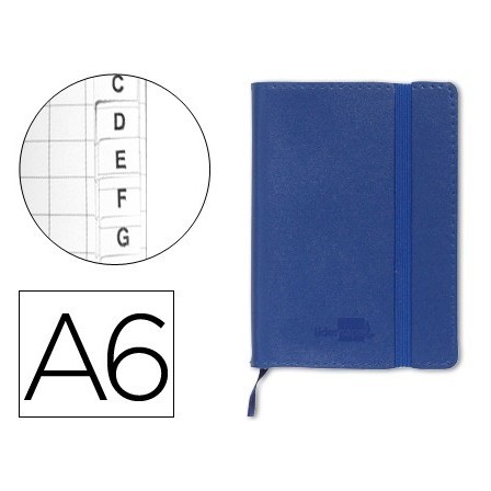 LIBRETA LIDERPAPEL SIMIL PIEL A6 120 HOJAS 70G/M2 INDICE AZUL
