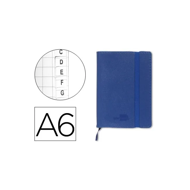 LIBRETA LIDERPAPEL SIMIL PIEL A6 120 HOJAS 70G/M2 INDICE AZUL