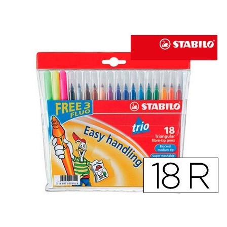 ROTULADOR STABILO TRIO CAJA DE 18 COLORES