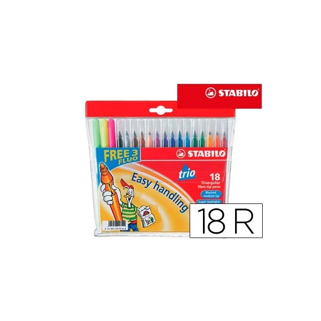 ROTULADOR STABILO TRIO CAJA DE 18 COLORES