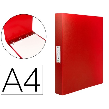 CARPETA LIDERPAPEL 4 ANILLAS 25 MM MIXTAS POLIPROPILENO DIN A4 ROJO...