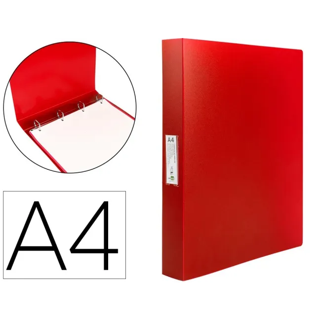 CARPETA LIDERPAPEL 4 ANILLAS 25 MM MIXTAS POLIPROPILENO DIN A4 ROJO...