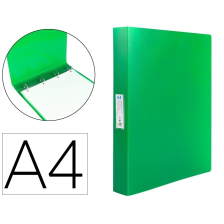 CARPETA LIDERPAPEL 4 ANILLAS 25 MM MIXTAS POLIPROPILENO DIN A4 VERD...