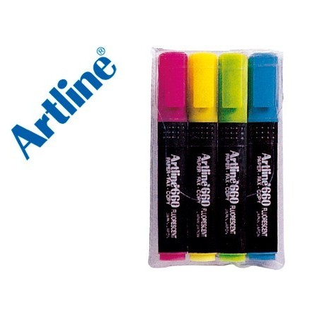 ROTULADOR ARTLINE FLUORESCENTE EK-660 4 -PUNTA BISELADA -BOLSA DE 4...