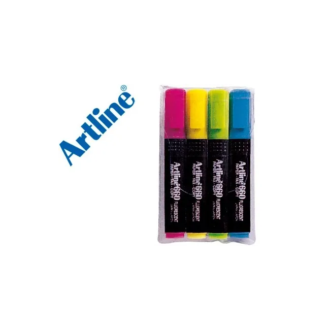 ROTULADOR ARTLINE FLUORESCENTE EK-660 4 -PUNTA BISELADA -BOLSA DE 4...
