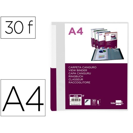 CARPETA LIDERPAPEL 30 FUNDAS CANGURO PP DIN A4 TRANSPARENTEPORTADA ...