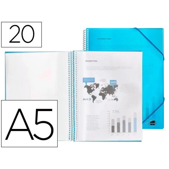 CARPETA LIDERPAPEL ESCAPARATE CON ESPIRAL 20 FUNDAS POLIPROPILENO D...