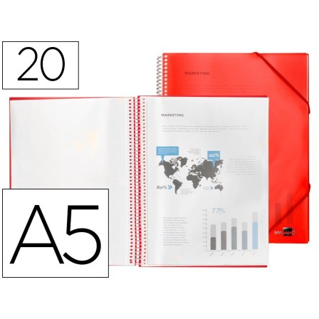 CARPETA LIDERPAPEL ESCAPARATE CON ESPIRAL 20 FUNDAS POLIPROPILENO D...