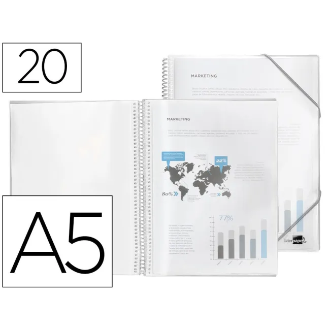 CARPETA LIDERPAPEL ESCAPARATE CON ESPIRAL 20 FUNDAS POLIPROPILENO D...
