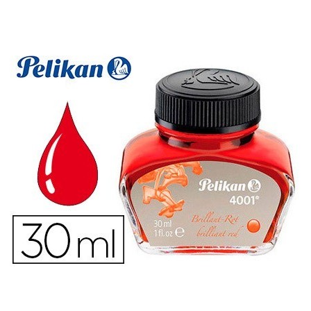 TINTA ESTILOGRAFICA PELIKAN 4001 ROJO BRILLANTE FRASCO 30 ML