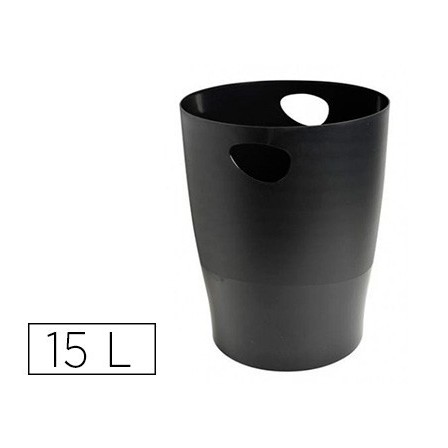 PAPELERA PLASTICO EXACOMPTA ECOBLACK NEGRO 15 LITROS