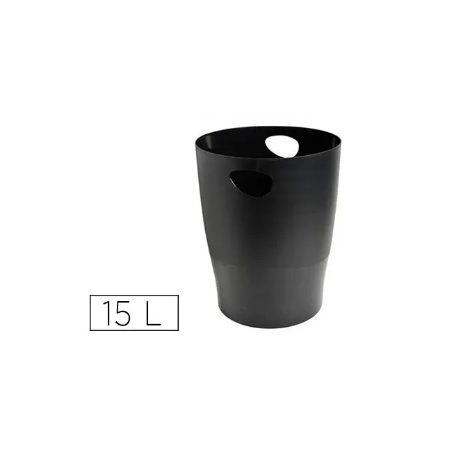 PAPELERA PLASTICO EXACOMPTA ECOBLACK NEGRO 15 LITROS
