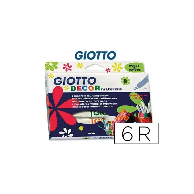 ROTULADOR GIOTTO DECOR MATERIALS CAJA DE 6 COLORES SURTIDOS