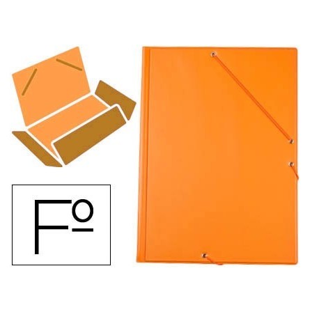 CARPETA LIDERPAPEL GOMAS FOLIO 3 SOLAPAS CARTON FORRADO PVC NARANJA