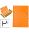 CARPETA LIDERPAPEL GOMAS FOLIO 3 SOLAPAS CARTON FORRADO PVC NARANJA
