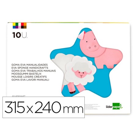 BLOC TRABAJOS MANUALES LIDERPAPEL GOMA EVA 240X315MM 10 HOJAS COLOR...
