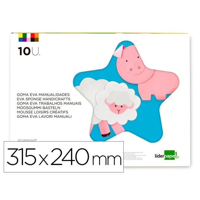 BLOC TRABAJOS MANUALES LIDERPAPEL GOMA EVA 240X315MM 10 HOJAS COLOR...