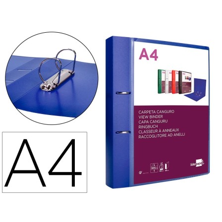 CARPETA LIDERPAPEL CANGURO 2 ANILLAS 40 MM MIXTAS POLIPROPILENO DIN...