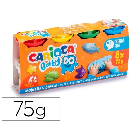 PASTA DE MODELAR CARIOCA BABY DOUGH BOTE 75 G SET DE 8 COLORES SURT...