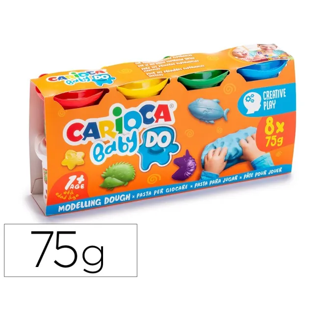 PASTA DE MODELAR CARIOCA BABY DOUGH BOTE 75 G SET DE 8 COLORES SURT...